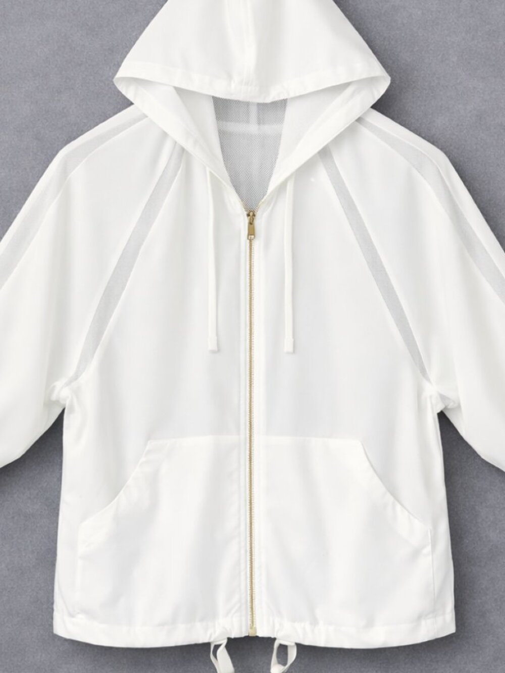 White Lightweight Windbreaker Jacket • Dolman Boxy Oversized • Size M - Picture 12 of 15